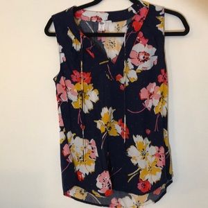 Navy Floral Sleeveless Old Navy Blouse